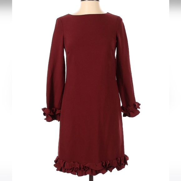 Burgundy ruffle dress - Picture 2 of 2